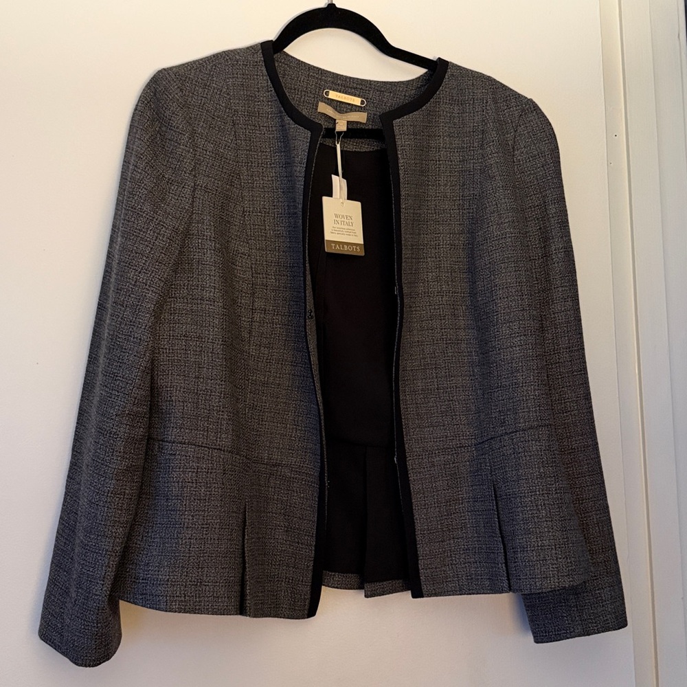 NWT Talbots Black and Gray Wool Blazer